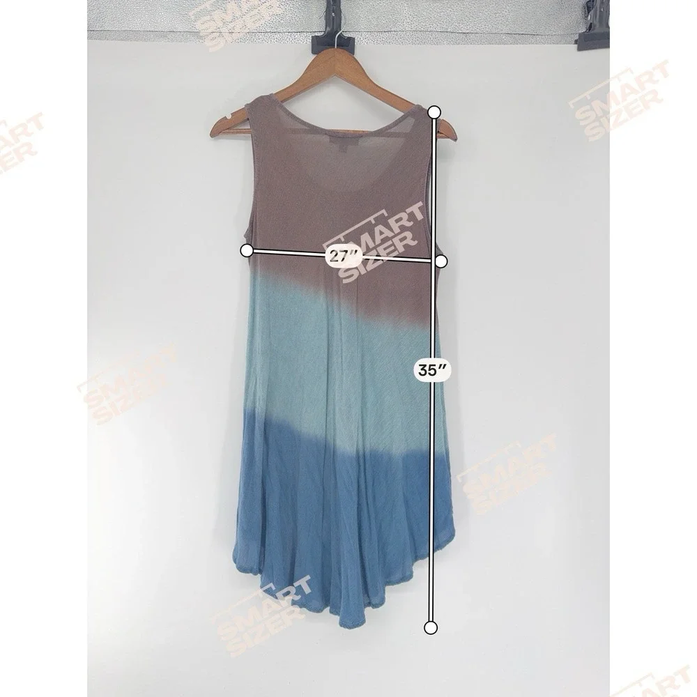 Greater Good Tank Midi Dress One Size Blue Brown Scoop Neck Beaded cover up boho
